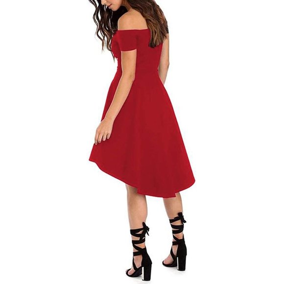 New Sarin Mathews Womens Off The Shoulder Short Sleeve High Low Cocktail… - Picture 1 of 16